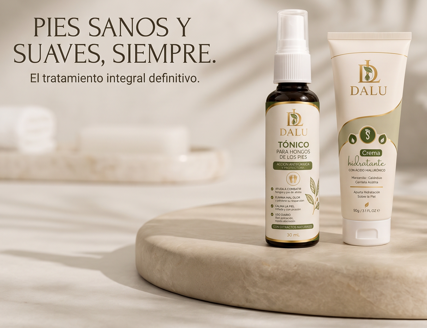 DermaSoft™ | KIT DALÚ | Tónico Antihongos + Crema Hidratante para Pies